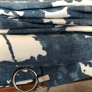 Heavy fabric blue/white patterned curtains, 84x50